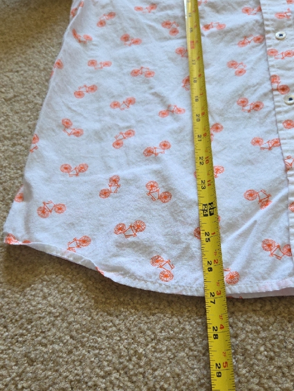 Anthropologie Postmark Bicycle Print Button Down Shirt White and Orange Sz 12 - Picture 12 of 12